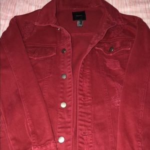 Oversized Red denim jacket
